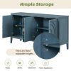 TREXM Retro Sideboard door with Circular Groove Design Round Metal Door Handle for Entrance, Dinning Room, Living Room (Antique Blue)
