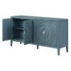 TREXM Retro Sideboard door with Circular Groove Design Round Metal Door Handle for Entrance, Dinning Room, Living Room (Antique Blue)