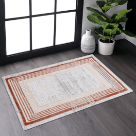 NAAR MARFI Collection 2X3 Brown/Ivory/Bordered Non-Shedding Living Room Bedroom Dining Home Office Stylish and Stain Resistant Area Rug