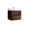 Wall Mount 24" Walnut Bathroom Vanity with Ceramic Sink with three faucet holes, Large Storage Floating Bathroom Vanity for Modern Bathroom