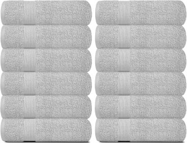 Resort Collection Soft Washcloth Face & Body Towel Set 12x12 inch Luxury Hotel Plush & Absorbent Cotton Washclothes 12 Pack Dolphin Grey Color