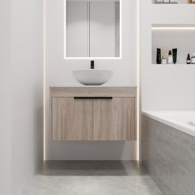 30 " Modern Design Float Bathroom Vanity With Ceramic Basin Set;  Wall Mounted White Oak Vanity With Soft Close Door; KD-Packing;  KD-Packing;  2 Piec