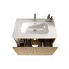 U049-Etna30W-306 Etna 30" Striped Natural Oak Bathroom Vanity with White Ceramic Sink, Wall Mounted Floating Bathroom Vanity for Modern Bathroom