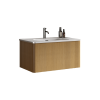 U049-Etna30W-306 Etna 30" Striped Natural Oak Bathroom Vanity with White Ceramic Sink, Wall Mounted Floating Bathroom Vanity for Modern Bathroom