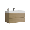 U042-Alice36-106 Alice 36" Oak Bathroom Vanity with Black Sink, Large Storage Wall Mounted Floating Bathroom Vanity for Modern Bathroom