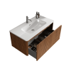 U048-Etna36W-305 Etna 36" Striped Walnut Bathroom Vanity with White Ceramic Sink, Wall Mounted Floating Bathroom Vanity for Modern Bathroom