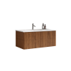 U048-Etna36W-305 Etna 36" Striped Walnut Bathroom Vanity with White Ceramic Sink, Wall Mounted Floating Bathroom Vanity for Modern Bathroom