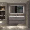 47'' Wall Mounted Single Bathroom Vanity in Ash Gray With White Solid Surface Vanity Top