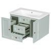 30" Wall Mounted Bathroom Vanity with Sink Combo, Functional Drawer, Solid Wood & MDF Board & Ceramic
