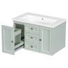 30" Wall Mounted Bathroom Vanity with Sink Combo, Functional Drawer, Solid Wood & MDF Board & Ceramic