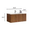 U048-Etna36W-305 Etna 36" Striped Walnut Bathroom Vanity with White Ceramic Sink, Wall Mounted Floating Bathroom Vanity for Modern Bathroom