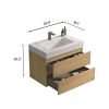 U041-Alice30-106 Alice 30" Natural Oak Bathroom Vanity with Sink, Large Storage Wall Mounted Floating Bathroom Vanity for Modern Bathroom