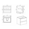 U062-Alice60W-201 Alice 60" White Bathroom Vanity with Double Sinks and Open Shelf, Modern Wall Mounted Floating Bathroom Vanity
