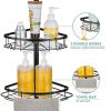 Stainless Steel Corner Shower Caddy Tension Pole Organizer Bathroom Shelf Stand Bathtub Storage Rack Non-Slip Design Rustproof