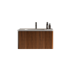 Striped Walnut Bathroom Vanity with White Ceramic Sink, Wall Mounted Floating Bathroom Vanity for Modern Bathroom