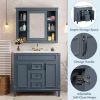 36'' Bathroom Vanity with Top Sink, Royal Blue Mirror Cabinet, Modern Bathroom Storage Cabinet with 2 Soft Closing Doors and 2 Drawers