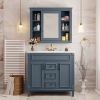 36'' Bathroom Vanity with Top Sink, Royal Blue Mirror Cabinet, Modern Bathroom Storage Cabinet with 2 Soft Closing Doors and 2 Drawers