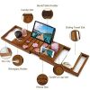 Teak Bath Tray Tub Organizer Book Tablet Wine Glass Cup Towel Holder Adjustable Premium Quality Bathtub Caddy Unique Design