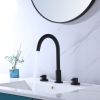 Matte Black Widespread Bathroom Vanity Sink Faucet 3 Holes 2 Handles