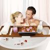 Teak Bath Tray Tub Organizer Book Tablet Wine Glass Cup Towel Holder Adjustable Premium Quality Bathtub Caddy Unique Design