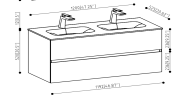 47'' Wall Mounted Single Bathroom Vanity in Ash Gray With White Solid Surface Vanity Top