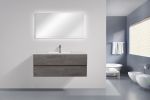 47'' Wall Mounted Single Bathroom Vanity in Ash Gray With White Solid Surface Vanity Top