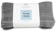 12 Pack Resort Collection Soft Washcloth Face Body Towel Set 12x12 Luxury Hotel Plush Absorbent Cotton Wash Clothes Smoke Grey