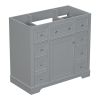 36" Bathroom Vanity without Sink, Cabinet Base Only, One Cabinet and Six Drawers, Grey