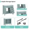 36" Bathroom Vanity without Sink, Cabinet Base Only, Bathroom Cabinet with Drawers, Solid Frame and MDF Board, Green