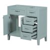 36" Bathroom Vanity without Sink, Cabinet Base Only, Bathroom Cabinet with Drawers, Solid Frame and MDF Board, Green