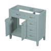 36" Bathroom Vanity without Sink, Cabinet Base Only, Bathroom Cabinet with Drawers, Solid Frame and MDF Board, Green