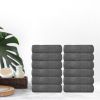 12 Pack Resort Collection Soft Washcloth Face Body Towel Set 12x12 Luxury Hotel Plush Absorbent Cotton Wash Clothes Smoke Grey