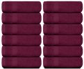 Luxury Washcloths for Bathroom Hotel Spa Kitchen Set of 12 Pcs Circlet Egyptian Cotton Highly Absorbent Hotel Quality Face Towels 13x13 Inch Wine Red