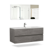 47'' Wall Mounted Single Bathroom Vanity in Ash Gray With White Solid Surface Vanity Top