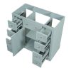 36" Bathroom Vanity without Sink, Cabinet Base Only, One Cabinet and Six Drawers, Green