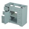 36" Bathroom Vanity without Sink, Cabinet Base Only, One Cabinet and Six Drawers, Green