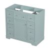 36" Bathroom Vanity without Sink, Cabinet Base Only, One Cabinet and Six Drawers, Green