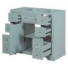 36" Bathroom Vanity without Sink, Cabinet Base Only, One Cabinet and Six Drawers, Green