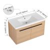 LEVISTAR Oak 36 Inch Bathroom Vanity with resin Countertop Sink, 2 Doors Bathroom Cabinet Set
