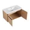 LEVISTAR Oak 36 Inch Bathroom Vanity with resin Countertop Sink, 2 Doors Bathroom Cabinet Set