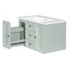 30" Wall Mounted Bathroom Vanity with Sink Combo, Functional Drawer, Solid Wood & MDF Board & Ceramic