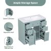 36" Bathroom Vanity without Sink, Cabinet Base Only, One Cabinet and Six Drawers, Green
