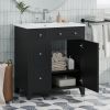 30-Inch Bathroom Vanity Cabinet with Ceramic Basin, Double-Layer Drawer, Deep Drawer and Adjustable Shelf