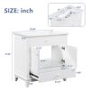 30" Bathroom Vanity with Sink, Bathroom Cabinet with Two Doors and One Drawer, White (OLD SKU: JL000005AAK)
