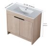 36 Inch Freestanding Bathroom Vanity with White Ceramic Sink & 2 Soft-Close Cabinet Doors (BVB02436PLO-F-BL9090B),W1286S00063