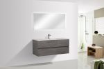 47'' Wall Mounted Single Bathroom Vanity in Ash Gray With White Solid Surface Vanity Top