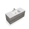 47'' Wall Mounted Single Bathroom Vanity in Ash Gray With White Solid Surface Vanity Top