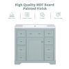 36" Bathroom Vanity without Sink, Cabinet Base Only, One Cabinet and Six Drawers, Green