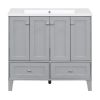 36'' Bathroom Vanity with Resin Sink Combo,Solid Wood Frame Bathroom Storage Cabinet, Freestanding Vanity Set with 4 Soft Closing Doors& 2 Drawers