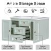 30" Wall Mounted Bathroom Vanity with Sink Combo, Functional Drawer, Solid Wood & MDF Board & Ceramic